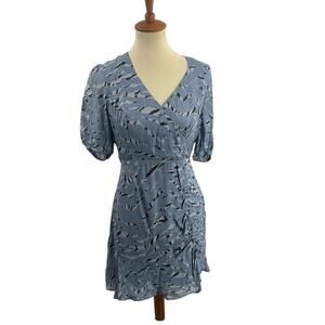 Parker Blue Tiger Stripe Silk Blend Dress Size Small New